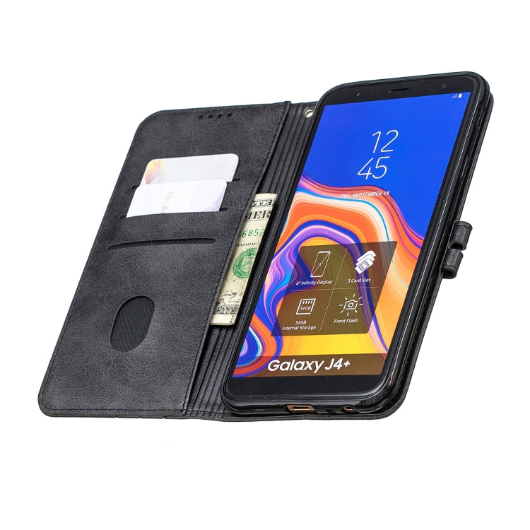 For Galaxy J4 Plus Matching Color Frosted Texture Horizontal Flip PU Leather Case with Holder & Card Slots & Lanyard