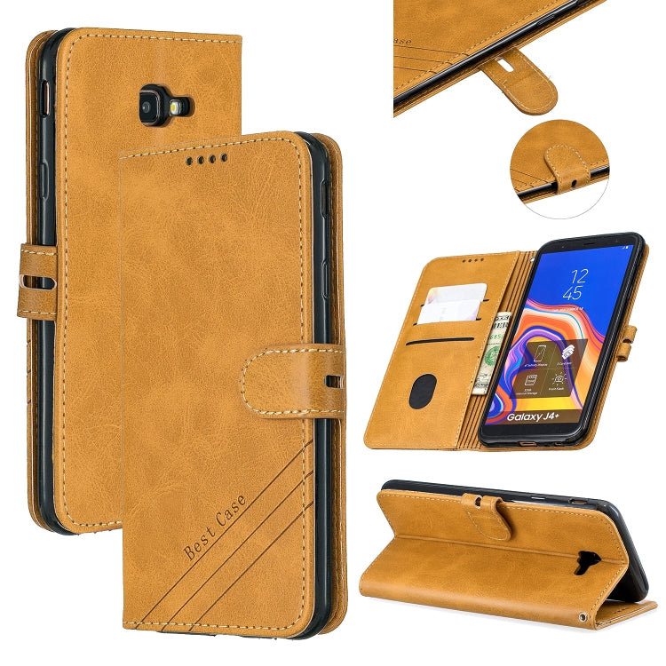 For Galaxy J4 Plus Matching Color Frosted Texture Horizontal Flip PU Leather Case with Holder & Card Slots & Lanyard