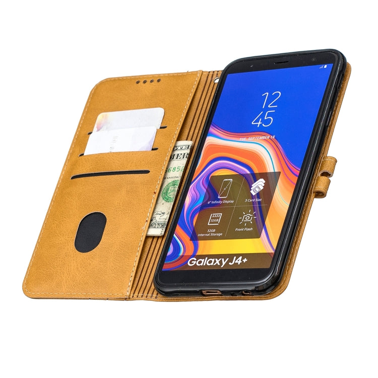 For Galaxy J4 Plus Matching Color Frosted Texture Horizontal Flip PU Leather Case with Holder & Card Slots & Lanyard