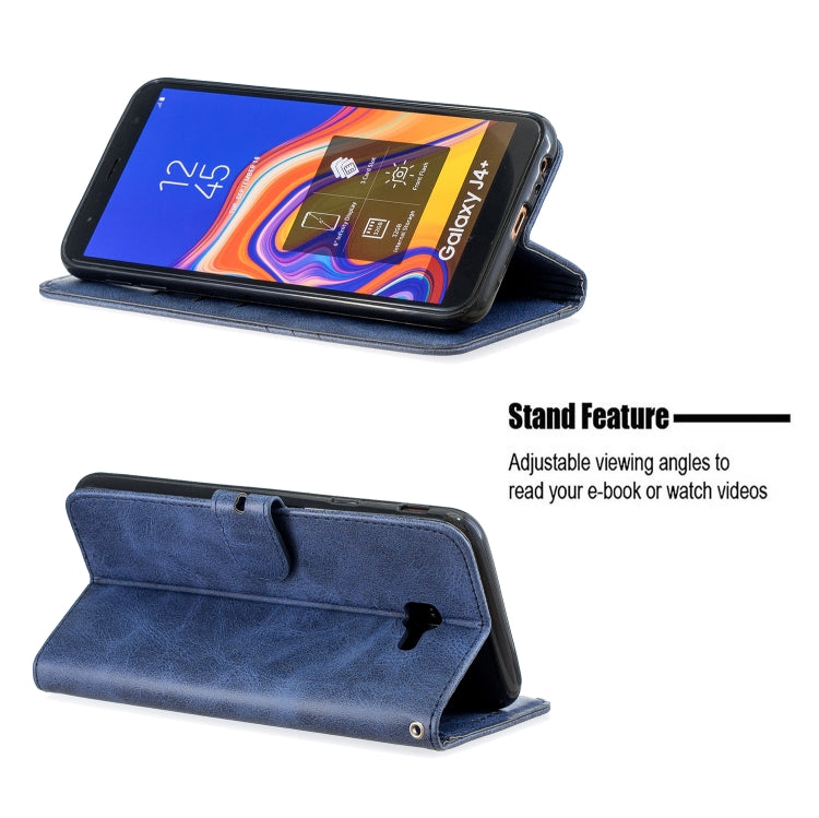 For Galaxy J4 Plus Matching Color Frosted Texture Horizontal Flip PU Leather Case with Holder & Card Slots & Lanyard