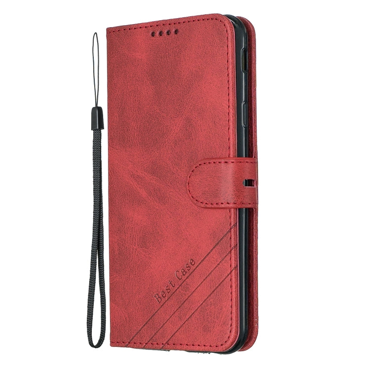 For Galaxy J4 Plus Matching Color Frosted Texture Horizontal Flip PU Leather Case with Holder & Card Slots & Lanyard