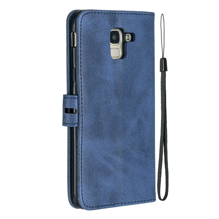 For Galaxy J6 2018 Matching Color Frosted Texture Horizontal Flip PU Leather Case with Holder & Card Slots & Lanyard