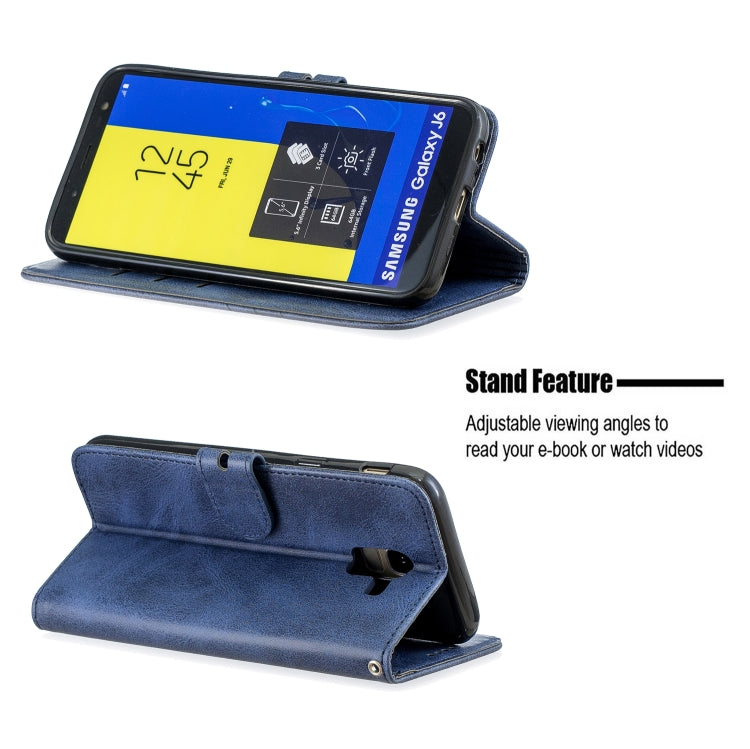 For Galaxy J6 2018 Matching Color Frosted Texture Horizontal Flip PU Leather Case with Holder & Card Slots & Lanyard