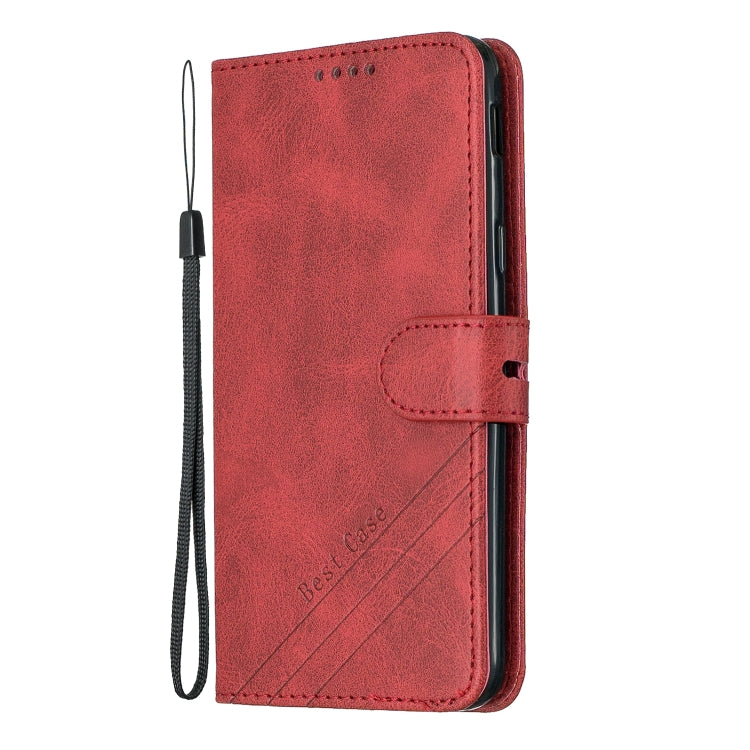 For Galaxy J6 2018 Matching Color Frosted Texture Horizontal Flip PU Leather Case with Holder & Card Slots & Lanyard