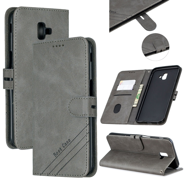 For Galaxy J6 Plus Matching Color Frosted Texture Horizontal Flip PU Leather Case with Holder & Card Slots & Lanyard