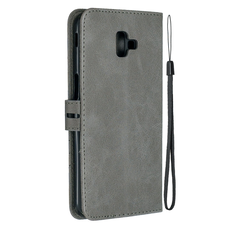 For Galaxy J6 Plus Matching Color Frosted Texture Horizontal Flip PU Leather Case with Holder & Card Slots & Lanyard