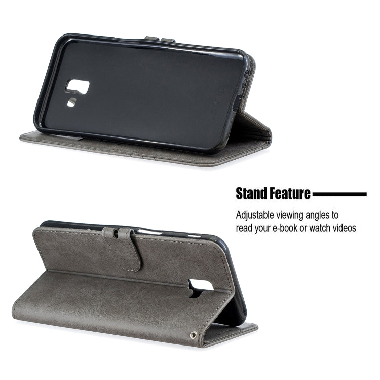 For Galaxy J6 Plus Matching Color Frosted Texture Horizontal Flip PU Leather Case with Holder & Card Slots & Lanyard
