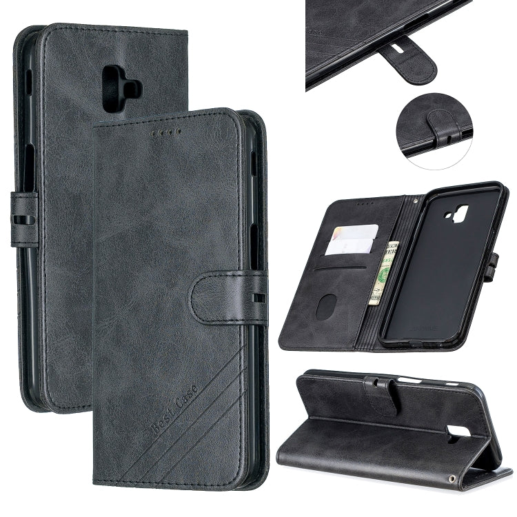 For Galaxy J6 Plus Matching Color Frosted Texture Horizontal Flip PU Leather Case with Holder & Card Slots & Lanyard
