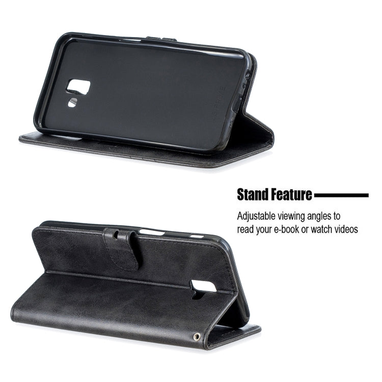 For Galaxy J6 Plus Matching Color Frosted Texture Horizontal Flip PU Leather Case with Holder & Card Slots & Lanyard