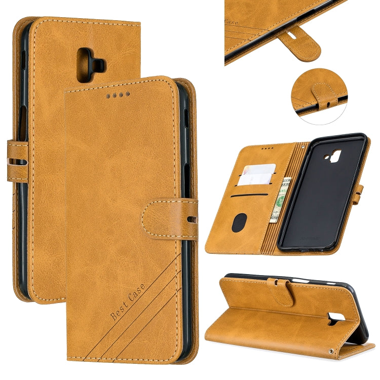 For Galaxy J6 Plus Matching Color Frosted Texture Horizontal Flip PU Leather Case with Holder & Card Slots & Lanyard