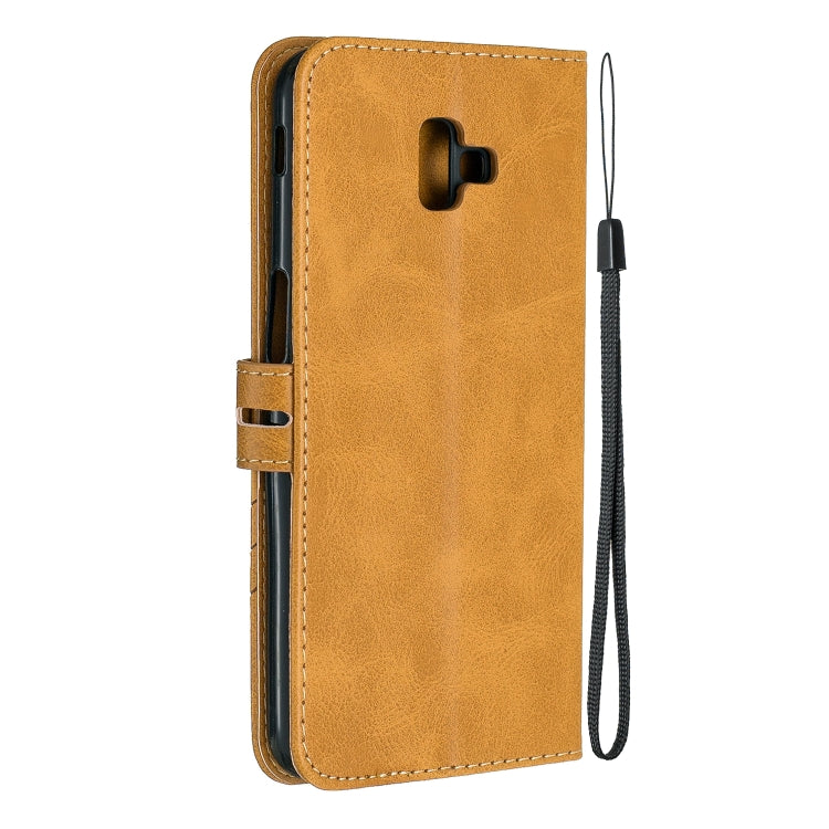 For Galaxy J6 Plus Matching Color Frosted Texture Horizontal Flip PU Leather Case with Holder & Card Slots & Lanyard