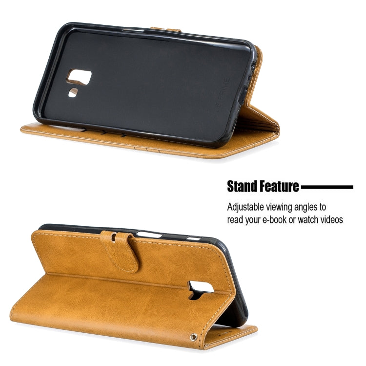 For Galaxy J6 Plus Matching Color Frosted Texture Horizontal Flip PU Leather Case with Holder & Card Slots & Lanyard