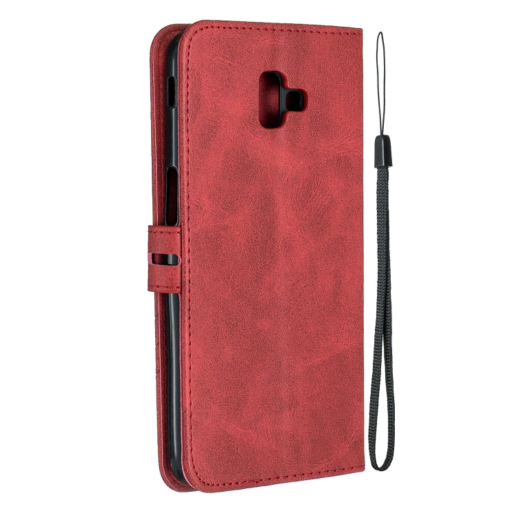 For Galaxy J6 Plus Matching Color Frosted Texture Horizontal Flip PU Leather Case with Holder & Card Slots & Lanyard