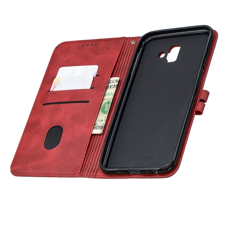 For Galaxy J6 Plus Matching Color Frosted Texture Horizontal Flip PU Leather Case with Holder & Card Slots & Lanyard
