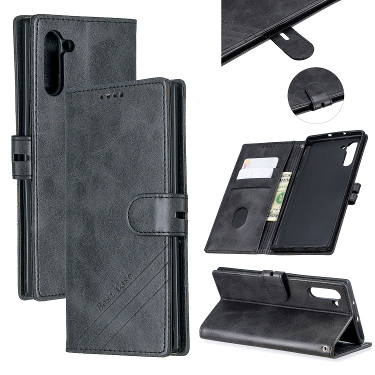 For Galaxy Note 10 Matching Color Frosted Texture Horizontal Flip PU Leather Case with Holder & Card Slots & Lanyard