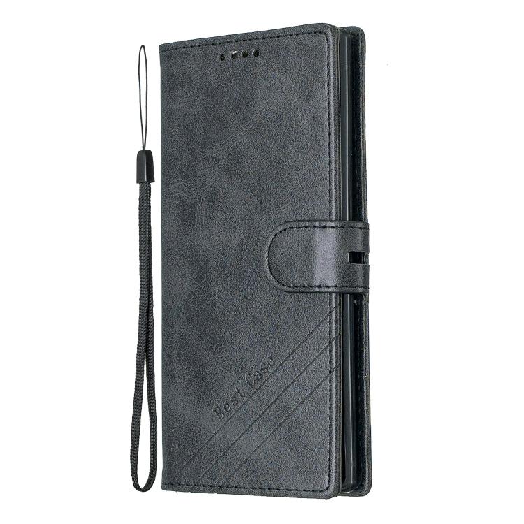 For Galaxy Note 10 Matching Color Frosted Texture Horizontal Flip PU Leather Case with Holder & Card Slots & Lanyard