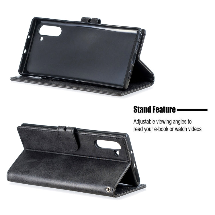 For Galaxy Note 10 Matching Color Frosted Texture Horizontal Flip PU Leather Case with Holder & Card Slots & Lanyard