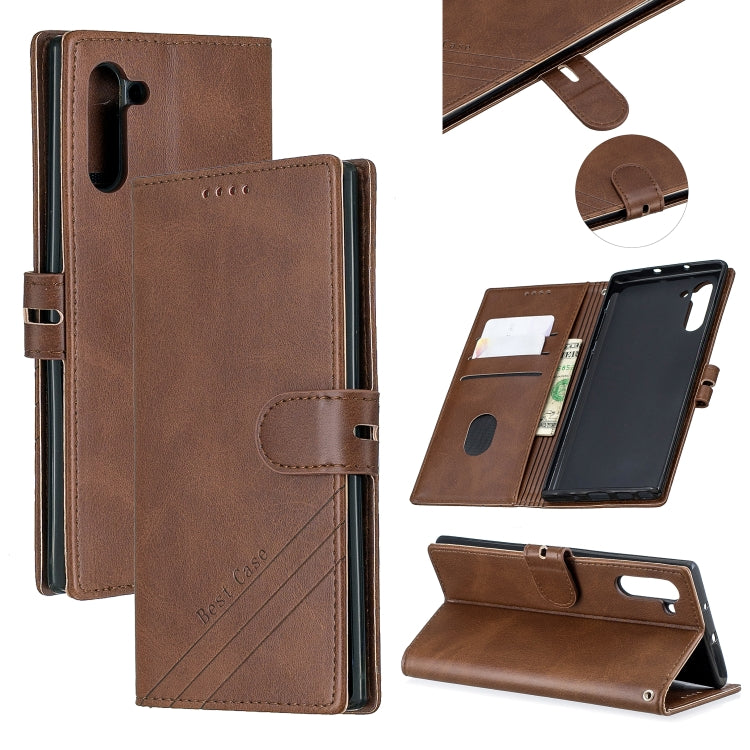 For Galaxy Note 10 Matching Color Frosted Texture Horizontal Flip PU Leather Case with Holder & Card Slots & Lanyard