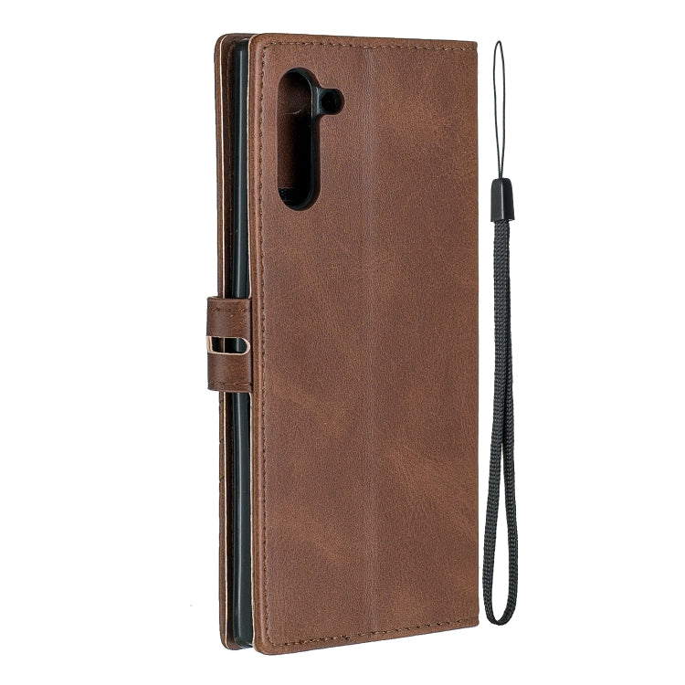 For Galaxy Note 10 Matching Color Frosted Texture Horizontal Flip PU Leather Case with Holder & Card Slots & Lanyard