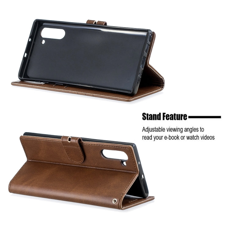 For Galaxy Note 10 Matching Color Frosted Texture Horizontal Flip PU Leather Case with Holder & Card Slots & Lanyard