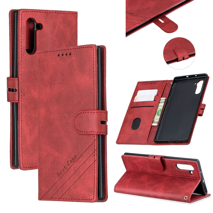 For Galaxy Note 10 Matching Color Frosted Texture Horizontal Flip PU Leather Case with Holder & Card Slots & Lanyard
