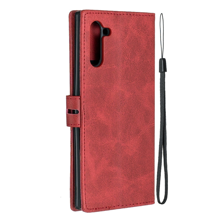 For Galaxy Note 10 Matching Color Frosted Texture Horizontal Flip PU Leather Case with Holder & Card Slots & Lanyard