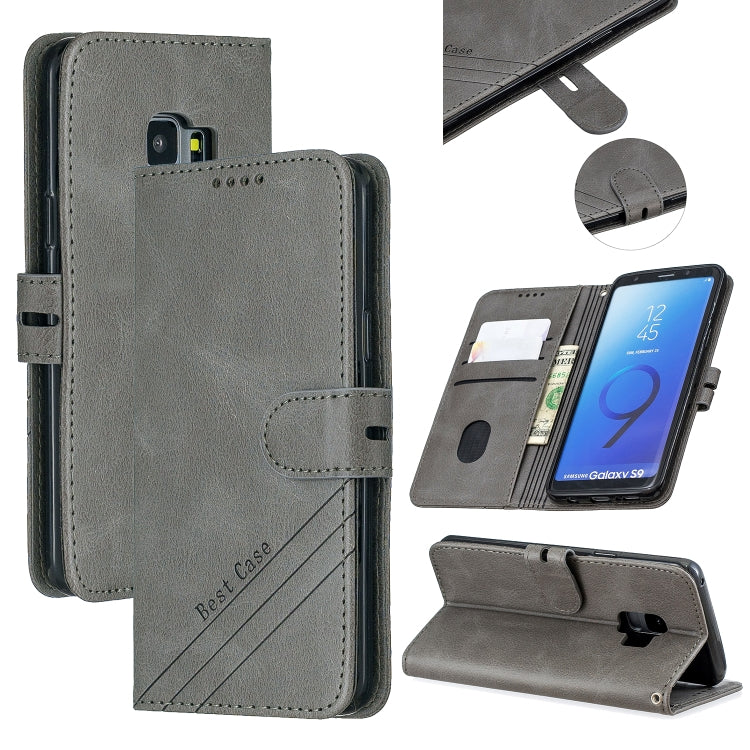 For Galaxy S9 Matching Color Frosted Texture Horizontal Flip PU Leather Case with Holder & Card Slots & Lanyard