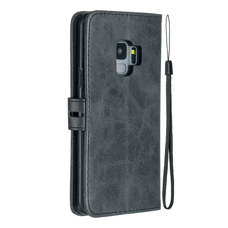 For Galaxy S9 Matching Color Frosted Texture Horizontal Flip PU Leather Case with Holder & Card Slots & Lanyard