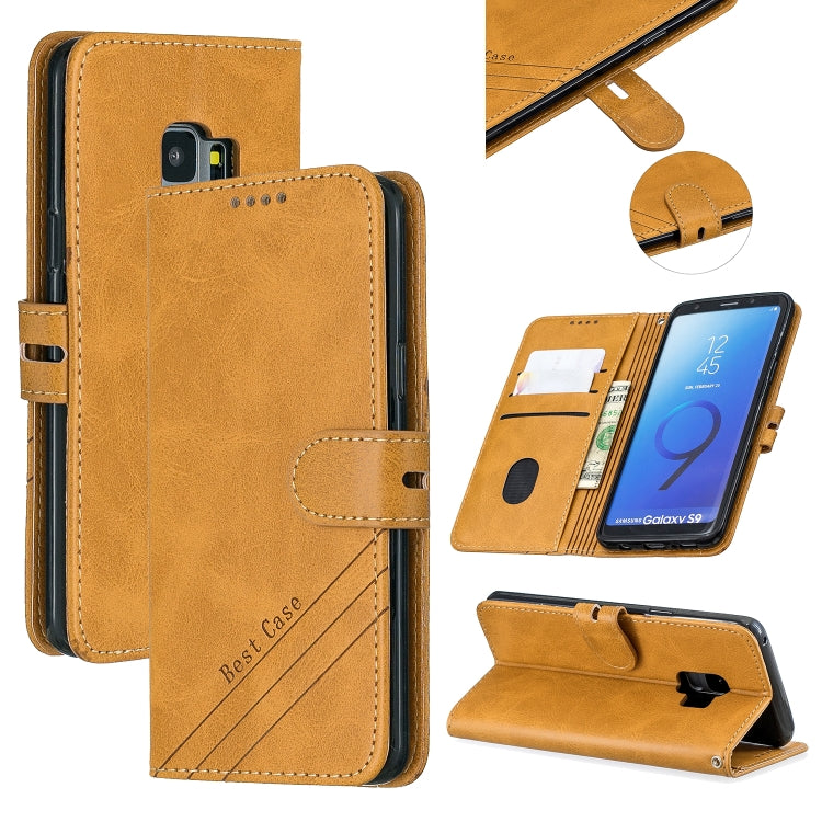 For Galaxy S9 Matching Color Frosted Texture Horizontal Flip PU Leather Case with Holder & Card Slots & Lanyard