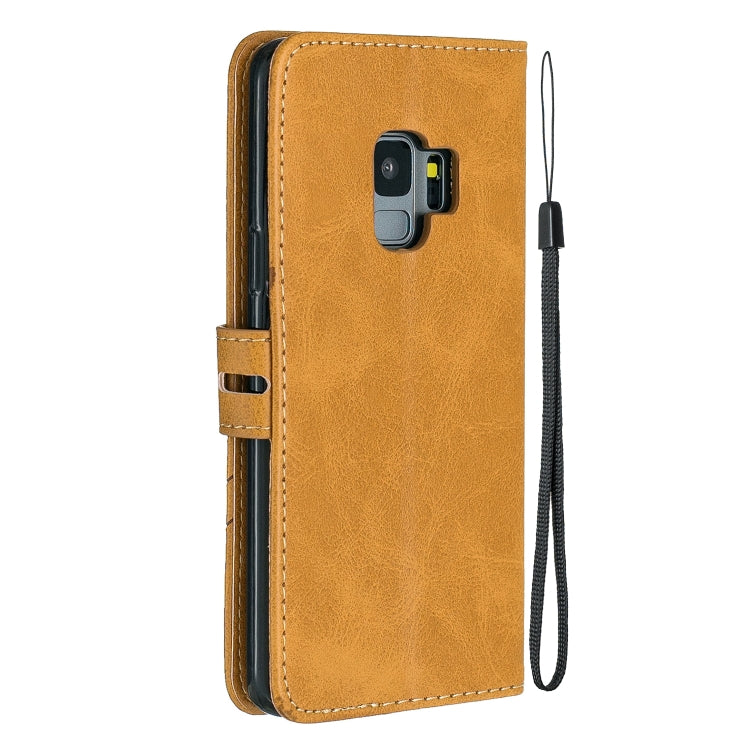 For Galaxy S9 Matching Color Frosted Texture Horizontal Flip PU Leather Case with Holder & Card Slots & Lanyard