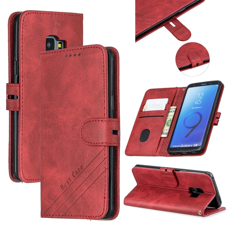 For Galaxy S9 Matching Color Frosted Texture Horizontal Flip PU Leather Case with Holder & Card Slots & Lanyard
