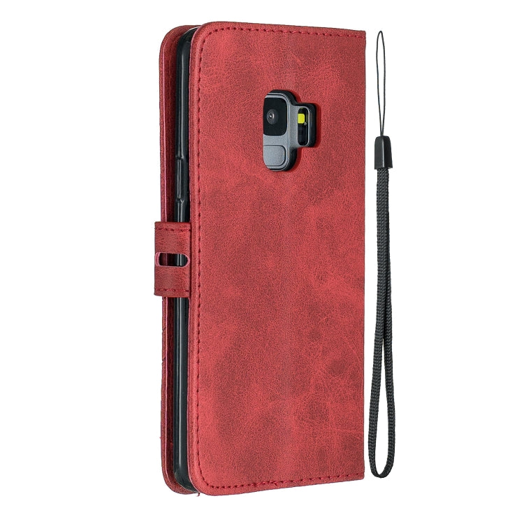 For Galaxy S9 Matching Color Frosted Texture Horizontal Flip PU Leather Case with Holder & Card Slots & Lanyard