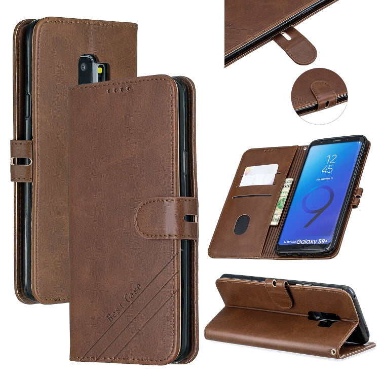 For Galaxy S9 Plus Matching Color Frosted Texture Horizontal Flip PU Leather Case with Holder & Card Slots & Lanyard