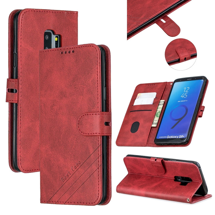 For Galaxy S9 Plus Matching Color Frosted Texture Horizontal Flip PU Leather Case with Holder & Card Slots & Lanyard