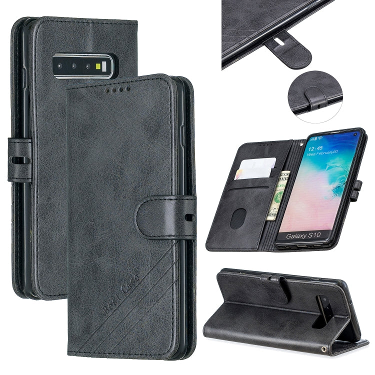 For Galaxy S10 Matching Color Frosted Texture Horizontal Flip PU Leather Case with Holder & Card Slots & Lanyard