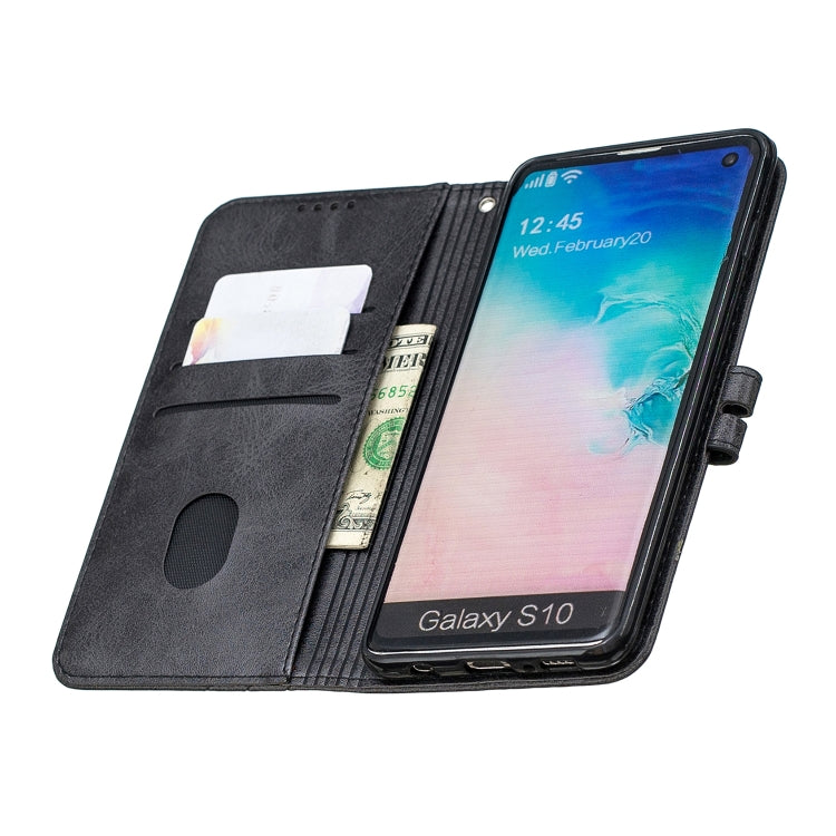 For Galaxy S10 Matching Color Frosted Texture Horizontal Flip PU Leather Case with Holder & Card Slots & Lanyard