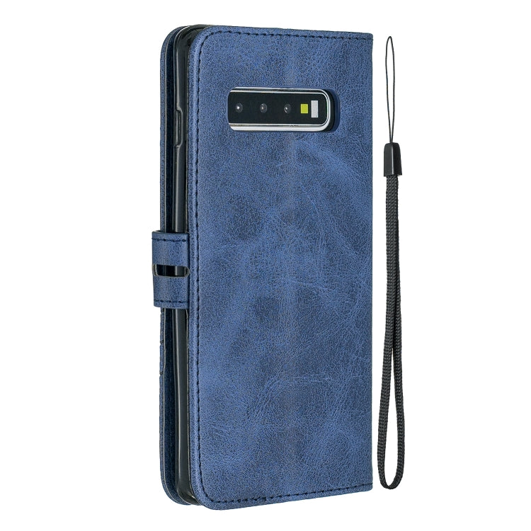 For Galaxy S10 Matching Color Frosted Texture Horizontal Flip PU Leather Case with Holder & Card Slots & Lanyard