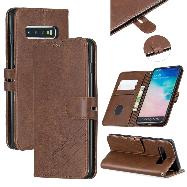 For Galaxy S10 Matching Color Frosted Texture Horizontal Flip PU Leather Case with Holder & Card Slots & Lanyard