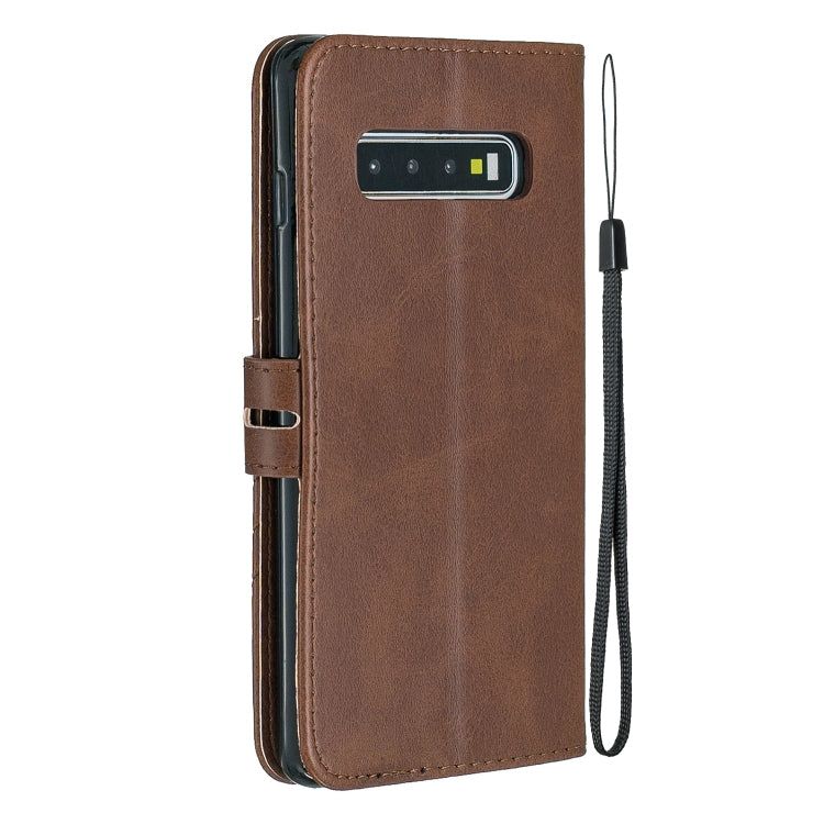 For Galaxy S10 Matching Color Frosted Texture Horizontal Flip PU Leather Case with Holder & Card Slots & Lanyard