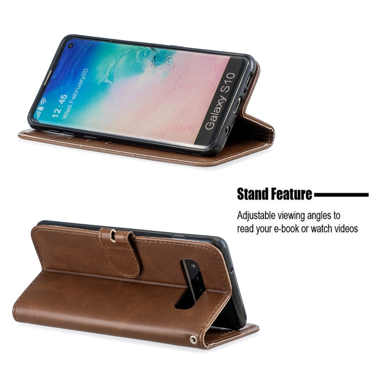 For Galaxy S10 Matching Color Frosted Texture Horizontal Flip PU Leather Case with Holder & Card Slots & Lanyard
