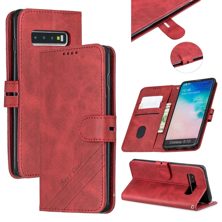 For Galaxy S10 Matching Color Frosted Texture Horizontal Flip PU Leather Case with Holder & Card Slots & Lanyard