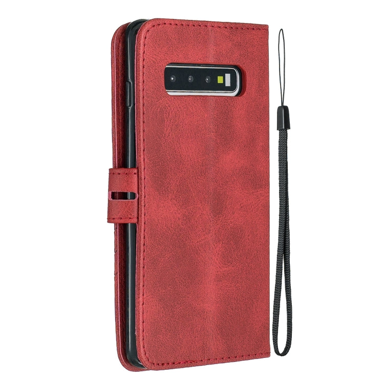 For Galaxy S10 Matching Color Frosted Texture Horizontal Flip PU Leather Case with Holder & Card Slots & Lanyard
