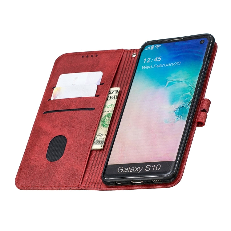 For Galaxy S10 Matching Color Frosted Texture Horizontal Flip PU Leather Case with Holder & Card Slots & Lanyard