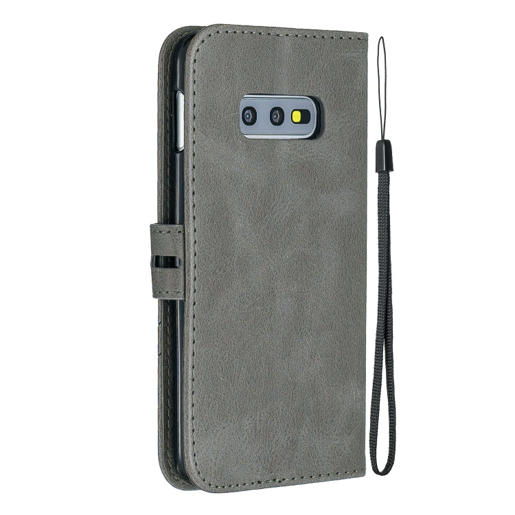 For Galaxy S10E Matching Color Frosted Texture Horizontal Flip PU Leather Case with Holder & Card Slots & Lanyard