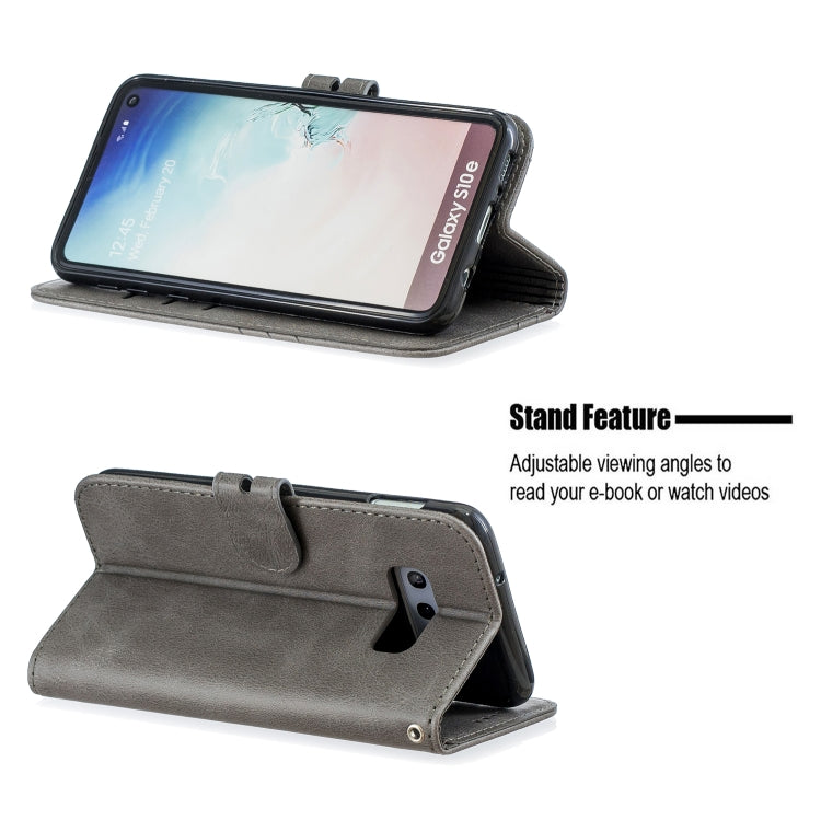 For Galaxy S10E Matching Color Frosted Texture Horizontal Flip PU Leather Case with Holder & Card Slots & Lanyard