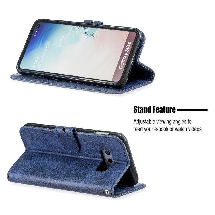 For Galaxy S10E Matching Color Frosted Texture Horizontal Flip PU Leather Case with Holder & Card Slots & Lanyard