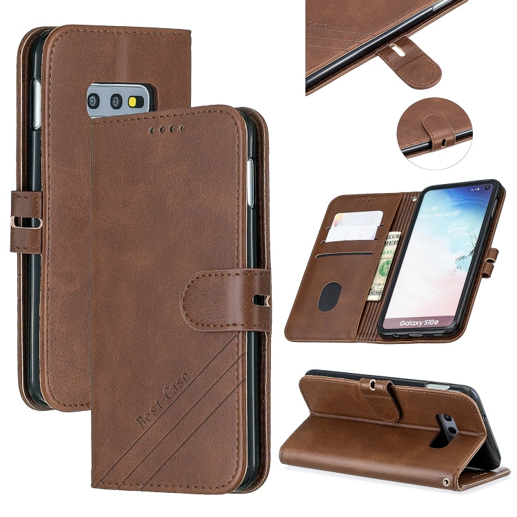 For Galaxy S10E Matching Color Frosted Texture Horizontal Flip PU Leather Case with Holder & Card Slots & Lanyard