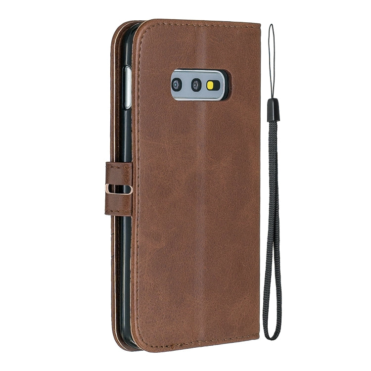 For Galaxy S10E Matching Color Frosted Texture Horizontal Flip PU Leather Case with Holder & Card Slots & Lanyard