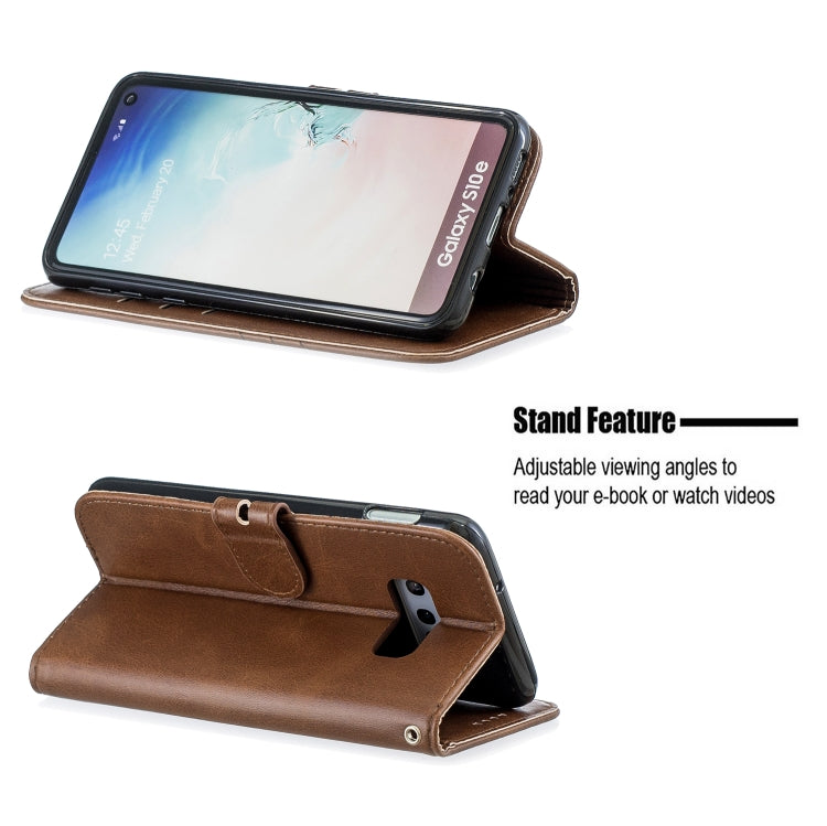 For Galaxy S10E Matching Color Frosted Texture Horizontal Flip PU Leather Case with Holder & Card Slots & Lanyard