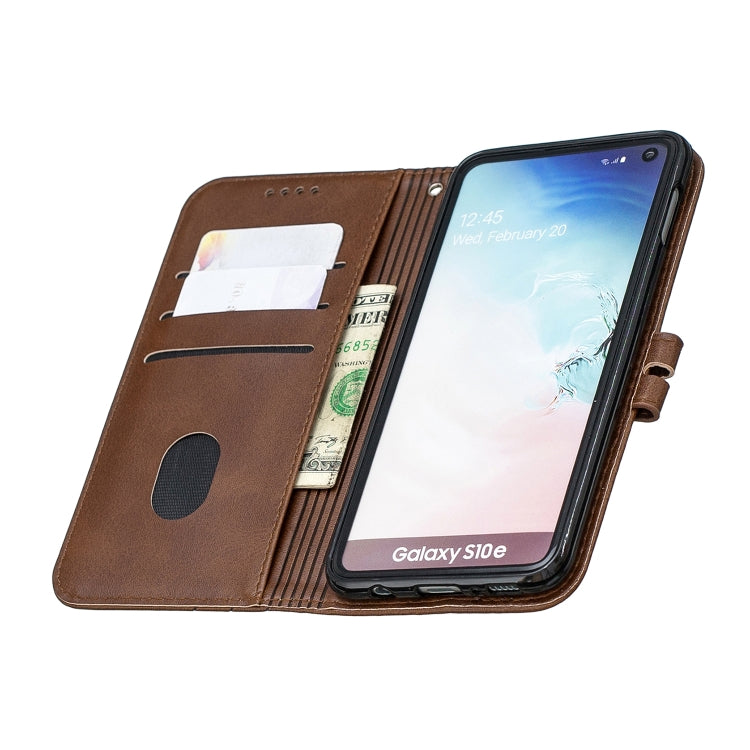 For Galaxy S10E Matching Color Frosted Texture Horizontal Flip PU Leather Case with Holder & Card Slots & Lanyard